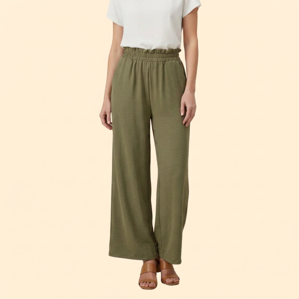 Women’s Wide-Leg Palazzo Pants with Elastic Waist