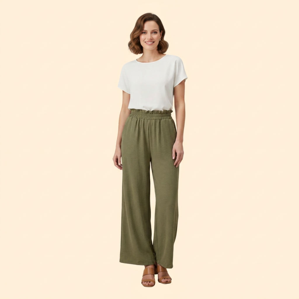 Women’s Wide-Leg Palazzo Pants with Elastic Waist