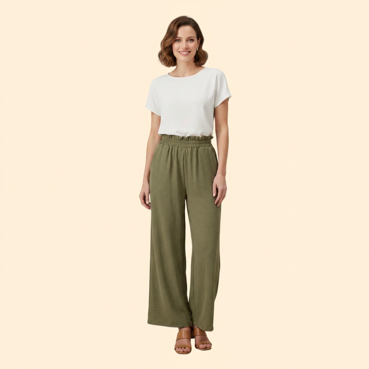 Women’s Wide-Leg Palazzo Pants with Elastic Waist