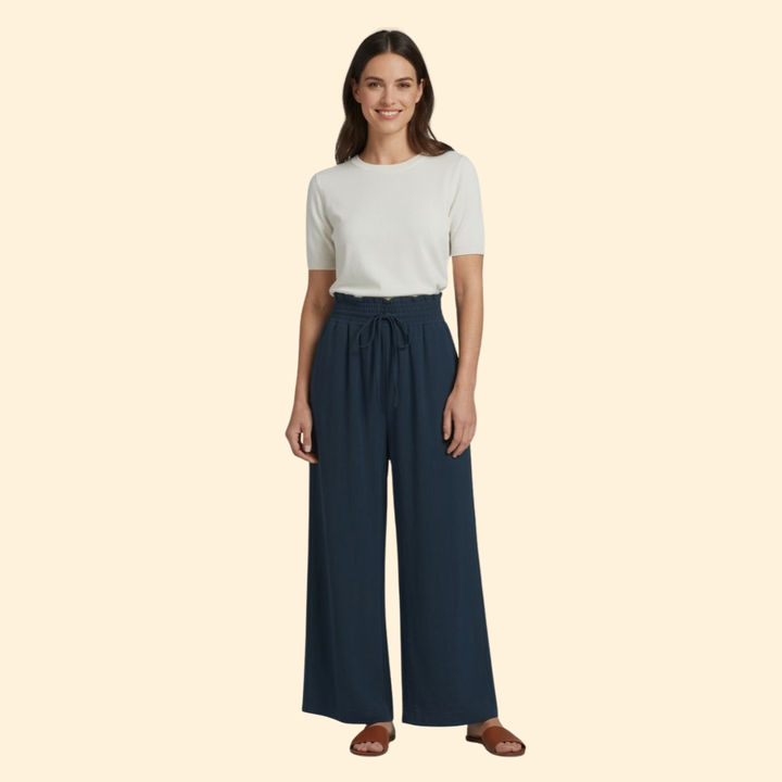 Women’s Wide-Leg Pants with Elastic Waist
