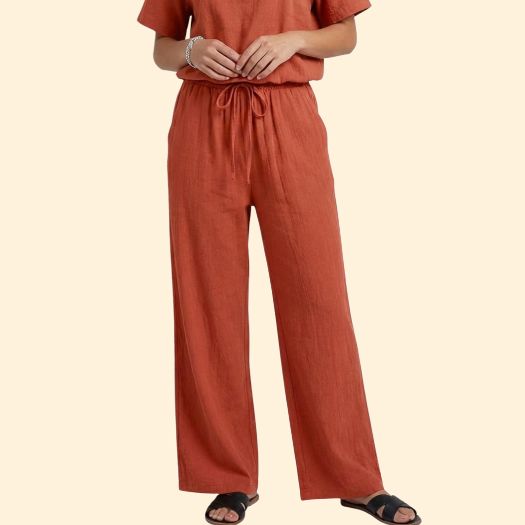 Women’s Wide-Leg Pants with Hem Ties