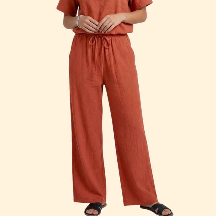 Women’s Wide-Leg Pants with Hem Ties