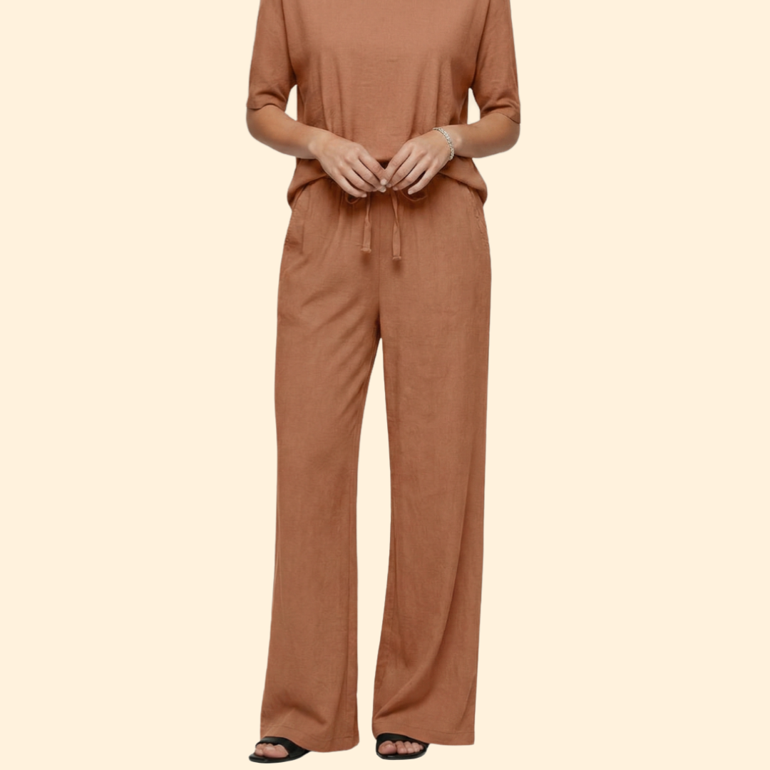 Women’s Wide-Leg Pants with Hem Ties