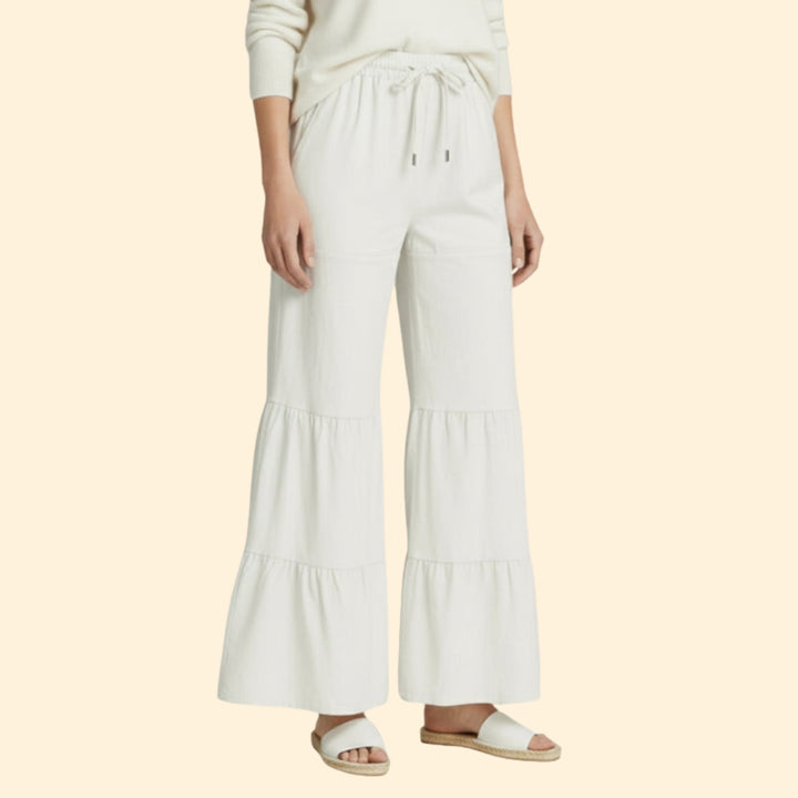 Women's Wide-Leg Summer Trousers with Drawstring