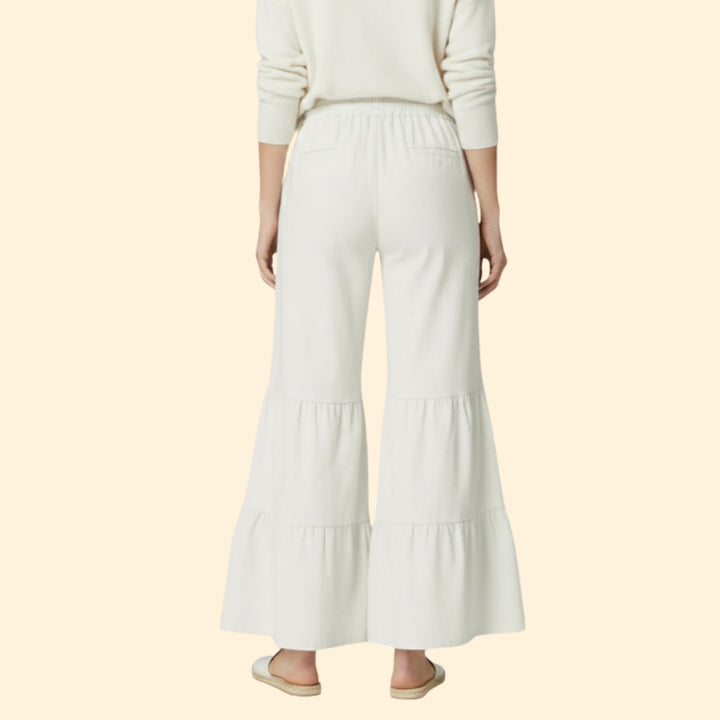Women's Wide-Leg Summer Trousers with Drawstring