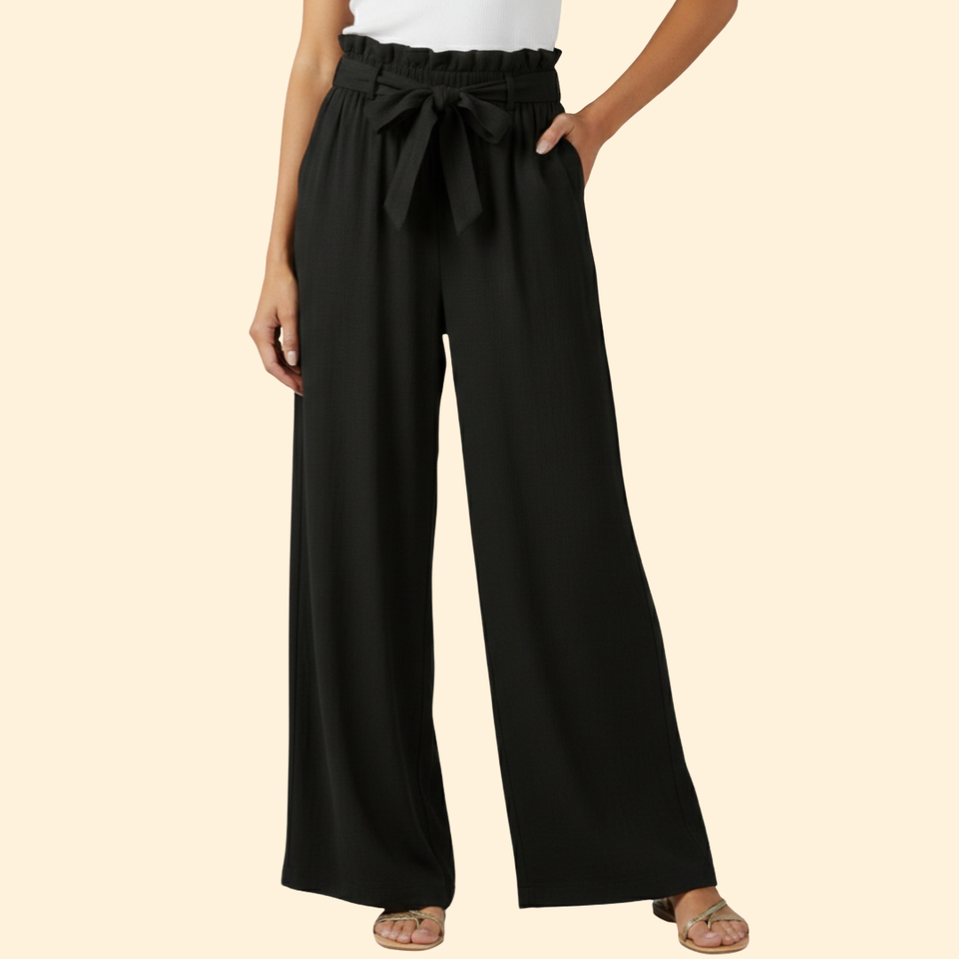 Women’s Wide-Leg Trousers with Tie Waist