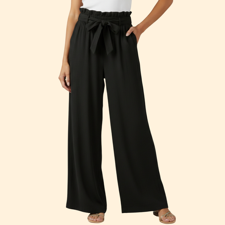 Women’s Wide-Leg Trousers with Tie Waist