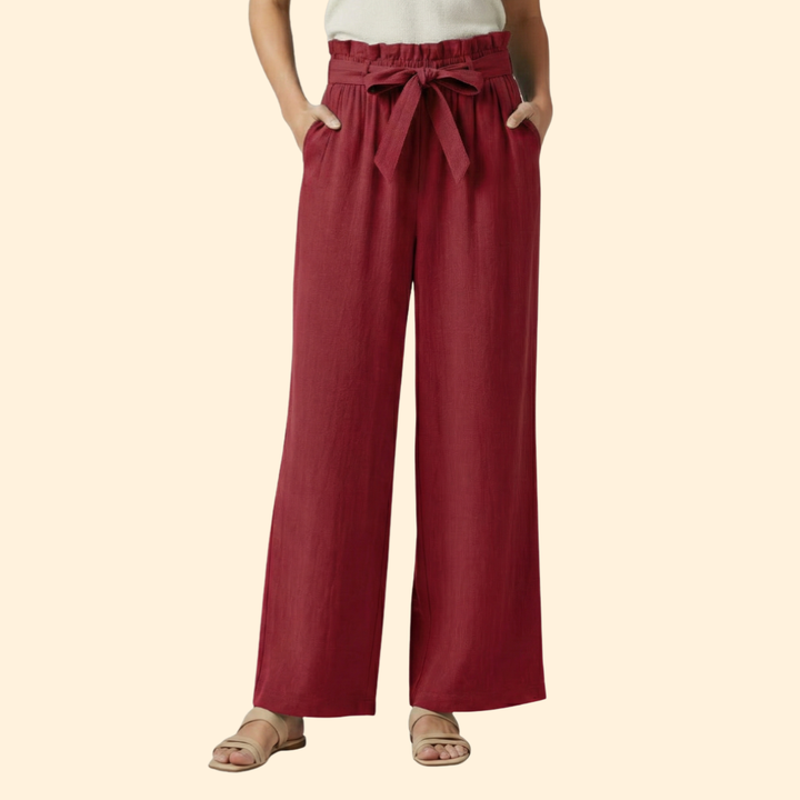 Women’s Wide-Leg Trousers with Tie Waist