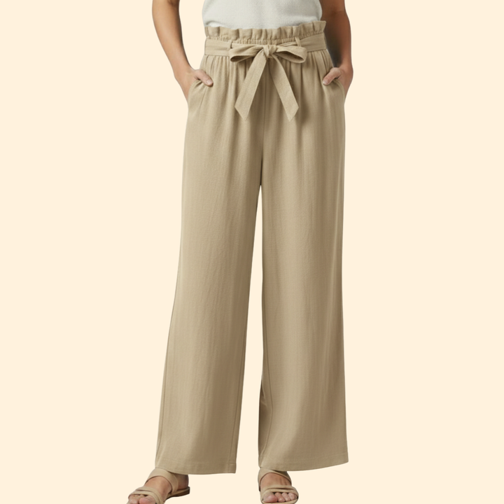 Women’s Wide-Leg Trousers with Tie Waist