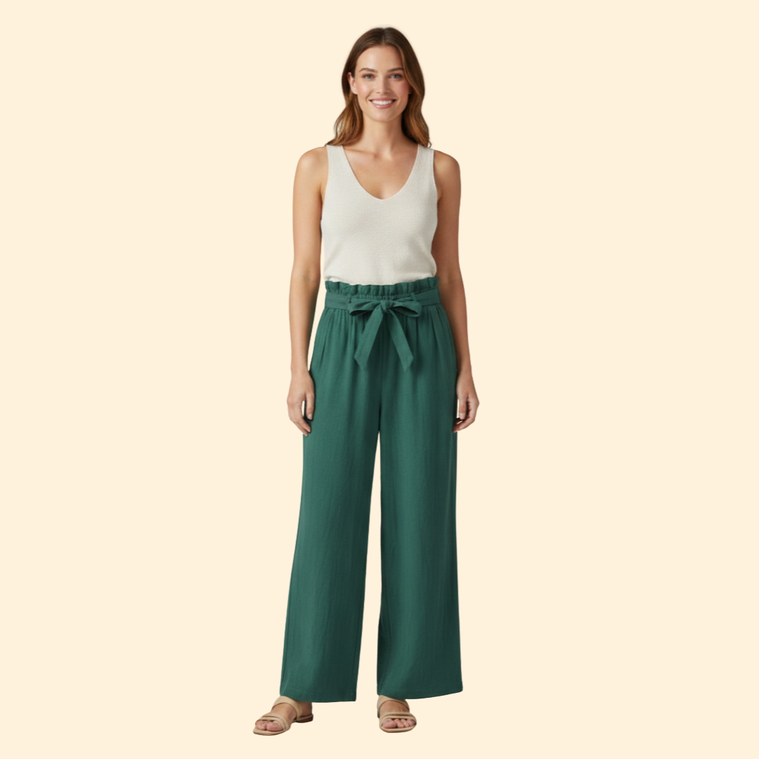 Women’s Wide-Leg Trousers with Tie Waist