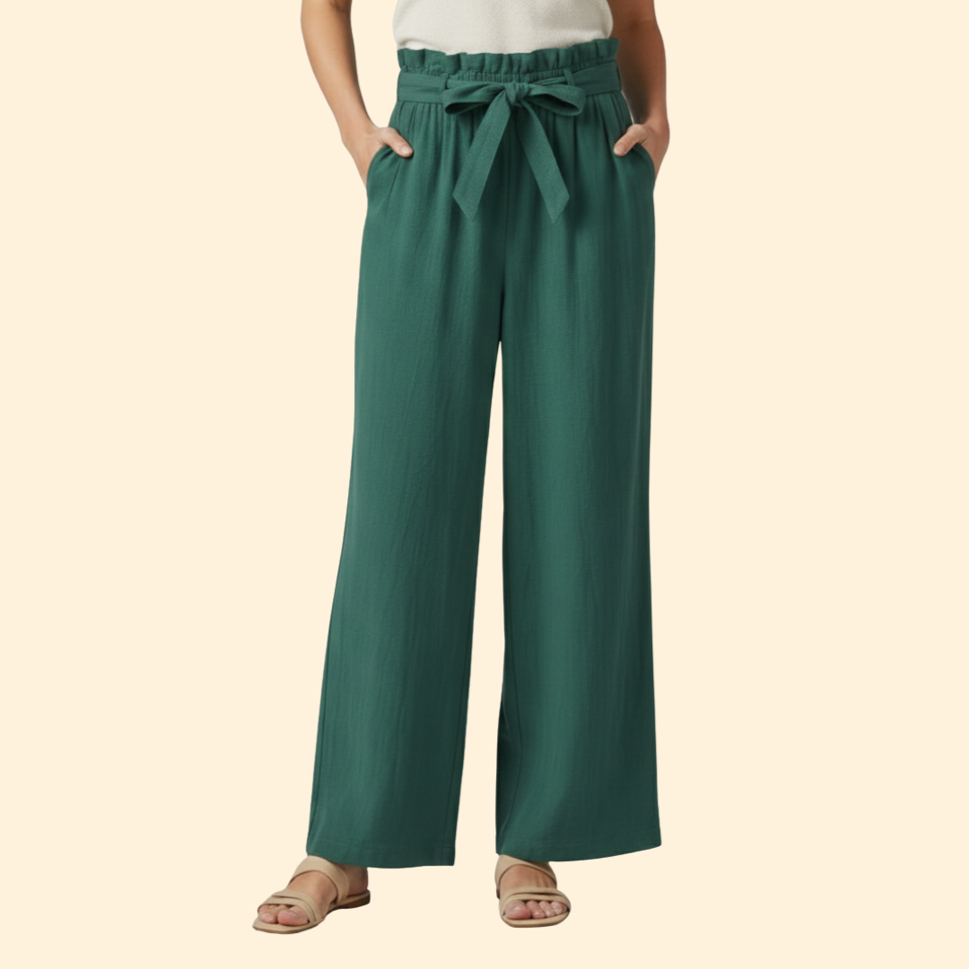 Women’s Wide-Leg Trousers with Tie Waist