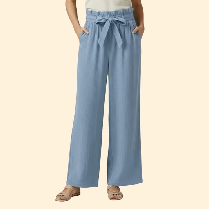 Women’s Wide-Leg Trousers with Tie Waist