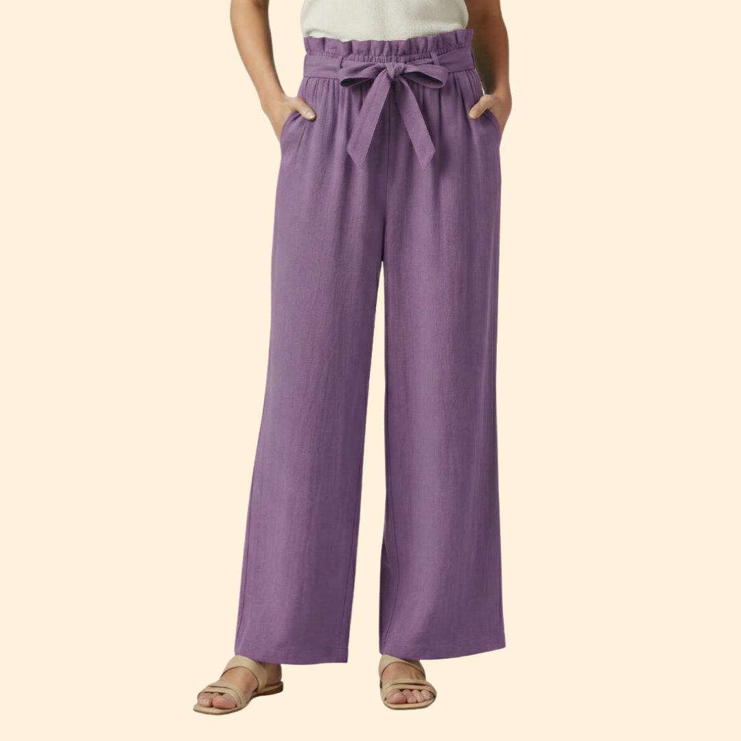 Women’s Wide-Leg Trousers with Tie Waist