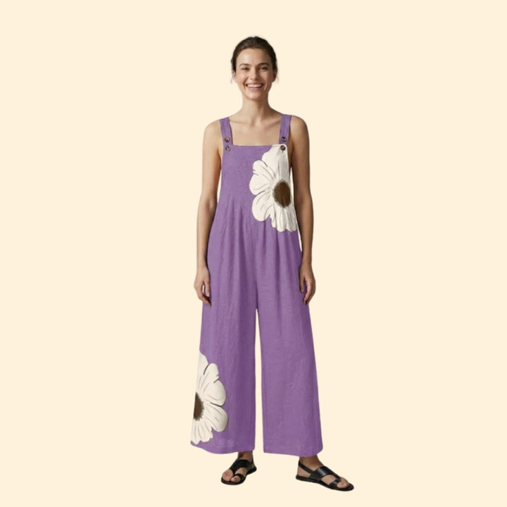 Women’s Wide Leg Jumpsuit with Floral Print