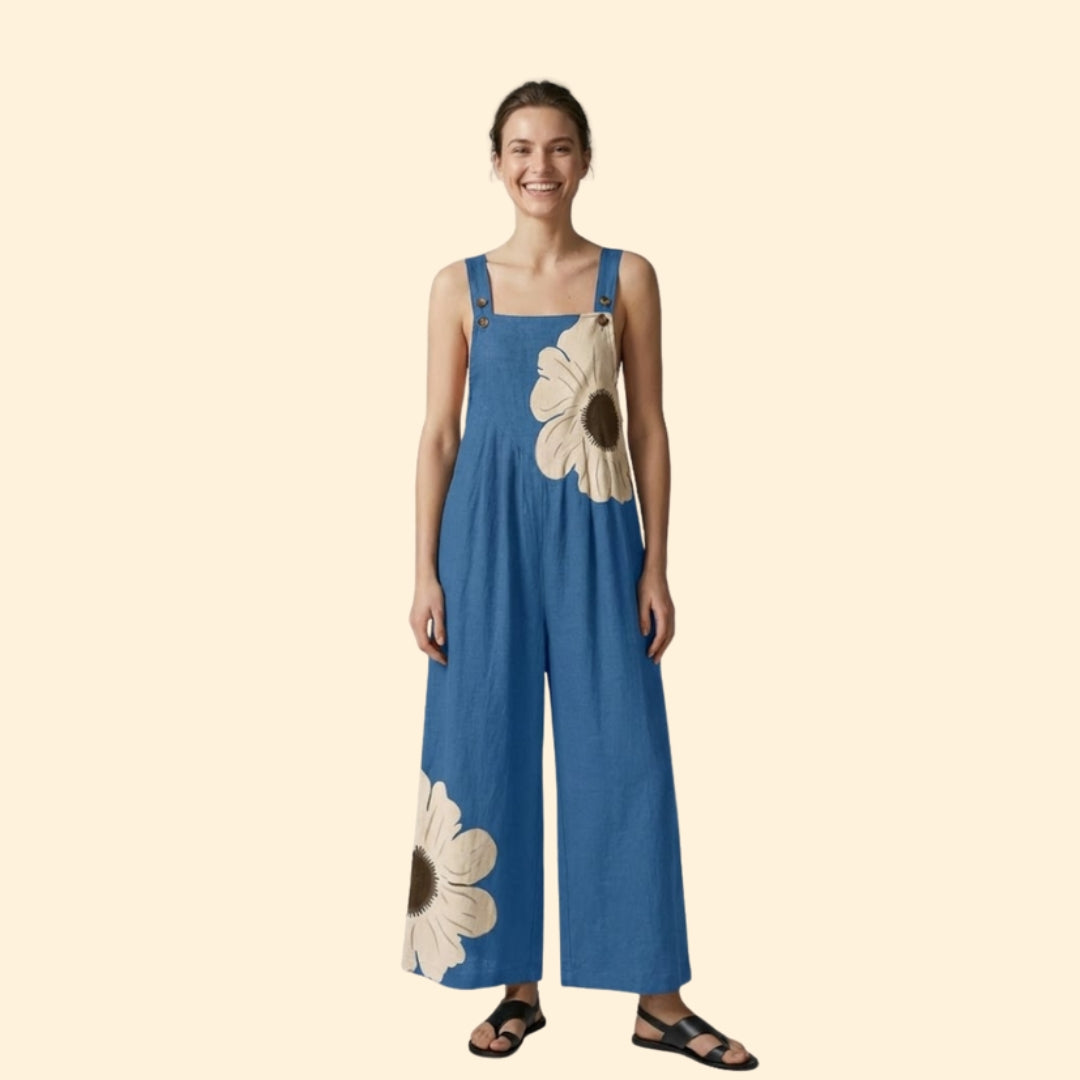 Women’s Wide Leg Jumpsuit with Floral Print