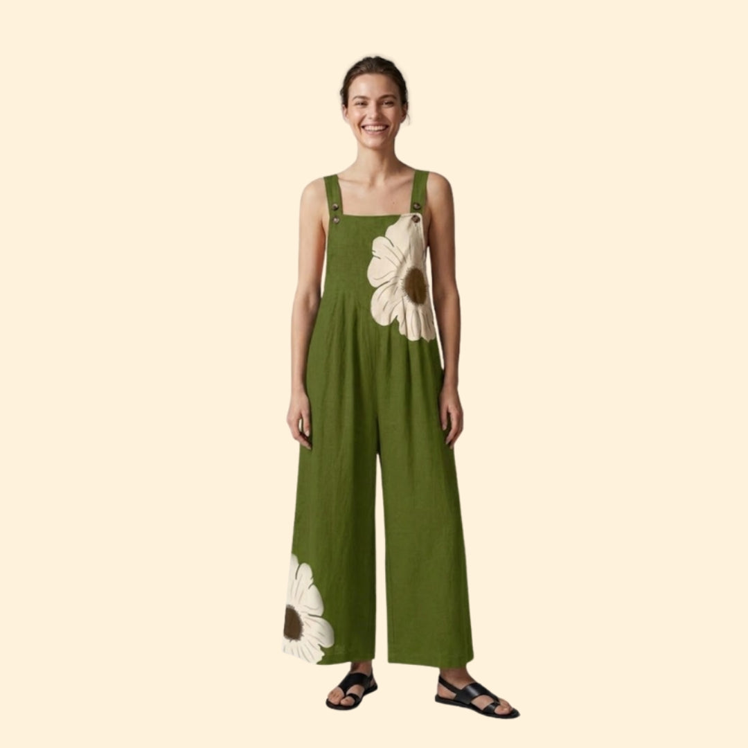 Women’s Wide Leg Jumpsuit with Floral Print