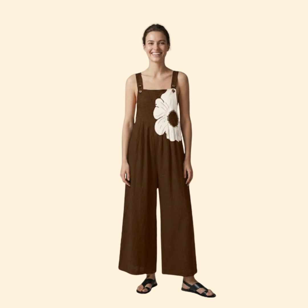 Women’s Wide Leg Jumpsuit with Floral Print