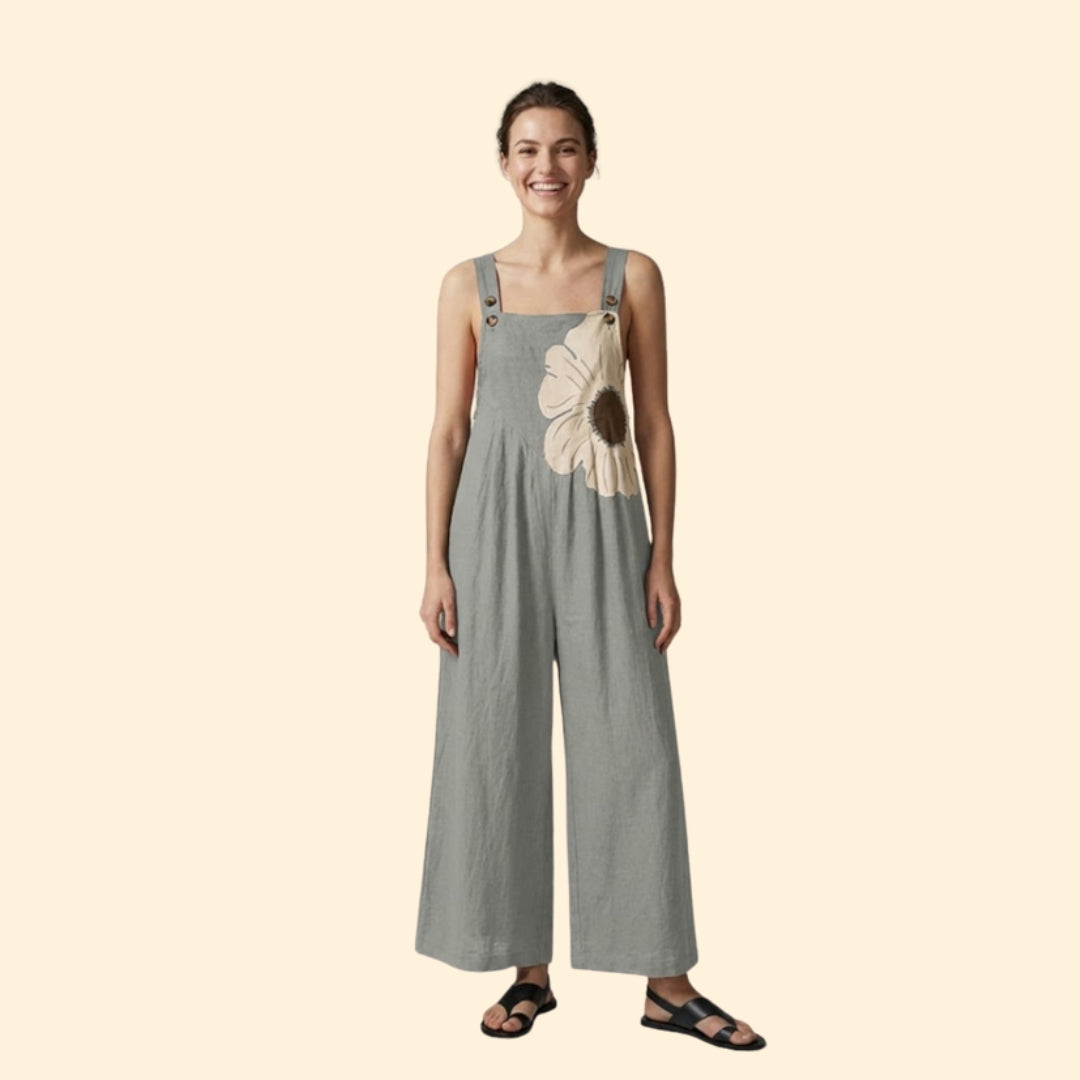 Women’s Wide Leg Jumpsuit with Floral Print