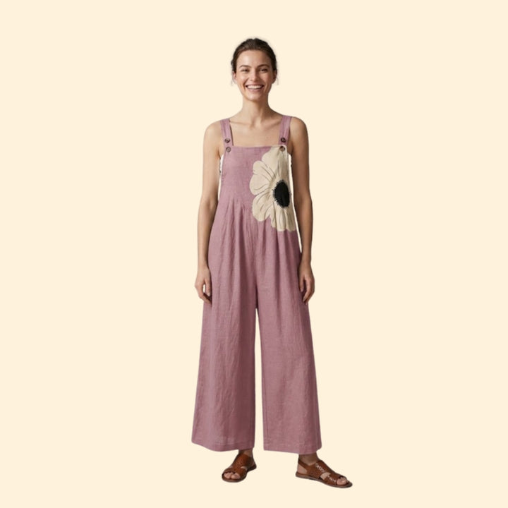 Women’s Wide Leg Jumpsuit with Floral Print