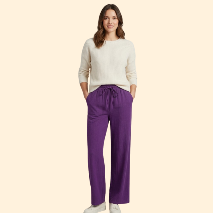 Women’s Wide Leg Pants with Adjustable Waistband