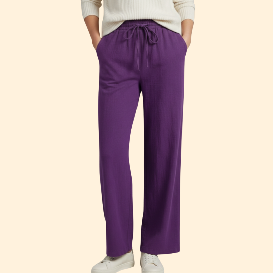 Women’s Wide Leg Pants with Adjustable Waistband