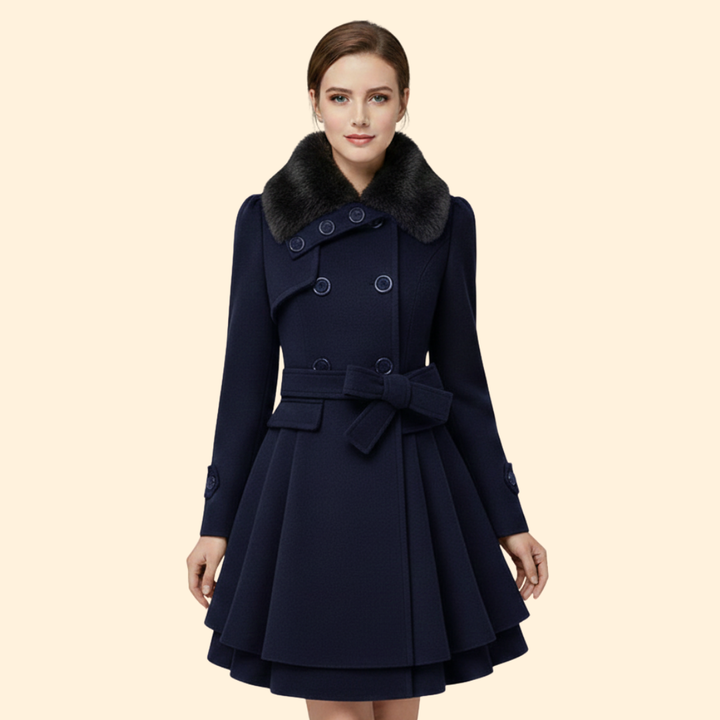 Women’s Belted Coat Faux Fur Collar