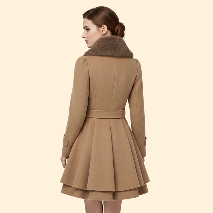 Women’s Belted Coat Faux Fur Collar