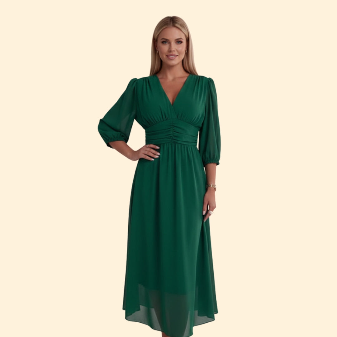 Women’s Wrap Dress with Pleated Skirt