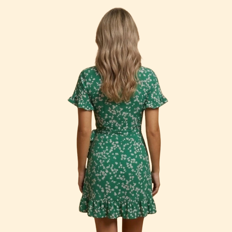 Women’s Wrap Mini Dress with Floral Print