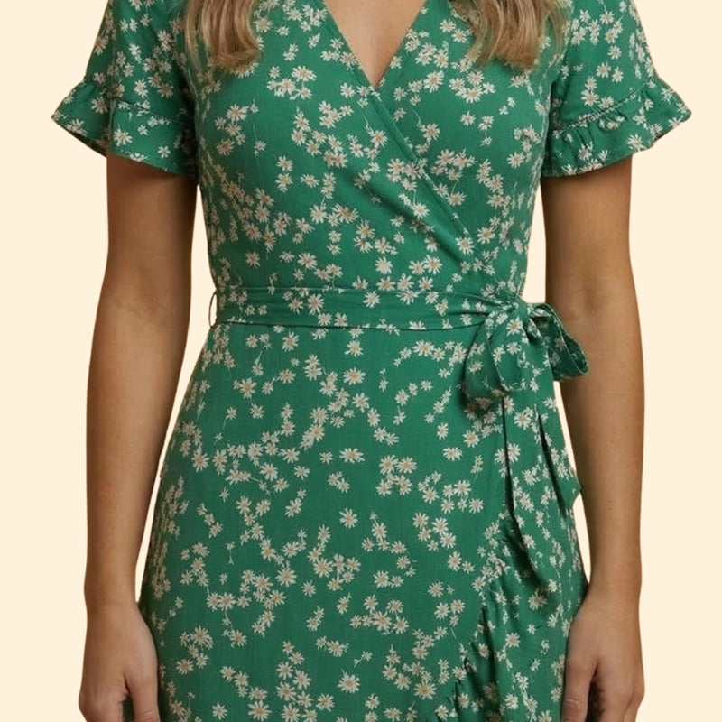 Women’s Wrap Mini Dress with Floral Print