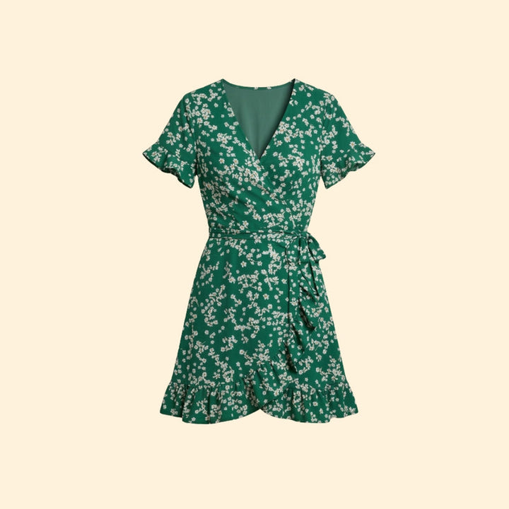 Women’s Wrap Mini Dress with Floral Print