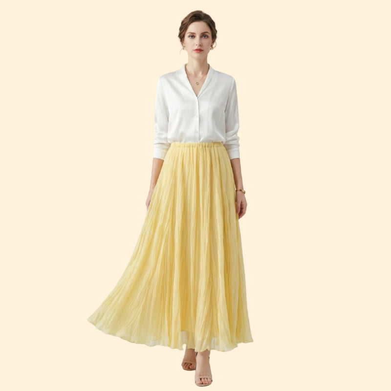 Women’s Yellow Maxi Skirt with High Waist