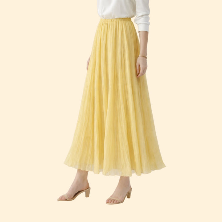 Women’s Yellow Maxi Skirt with High Waist