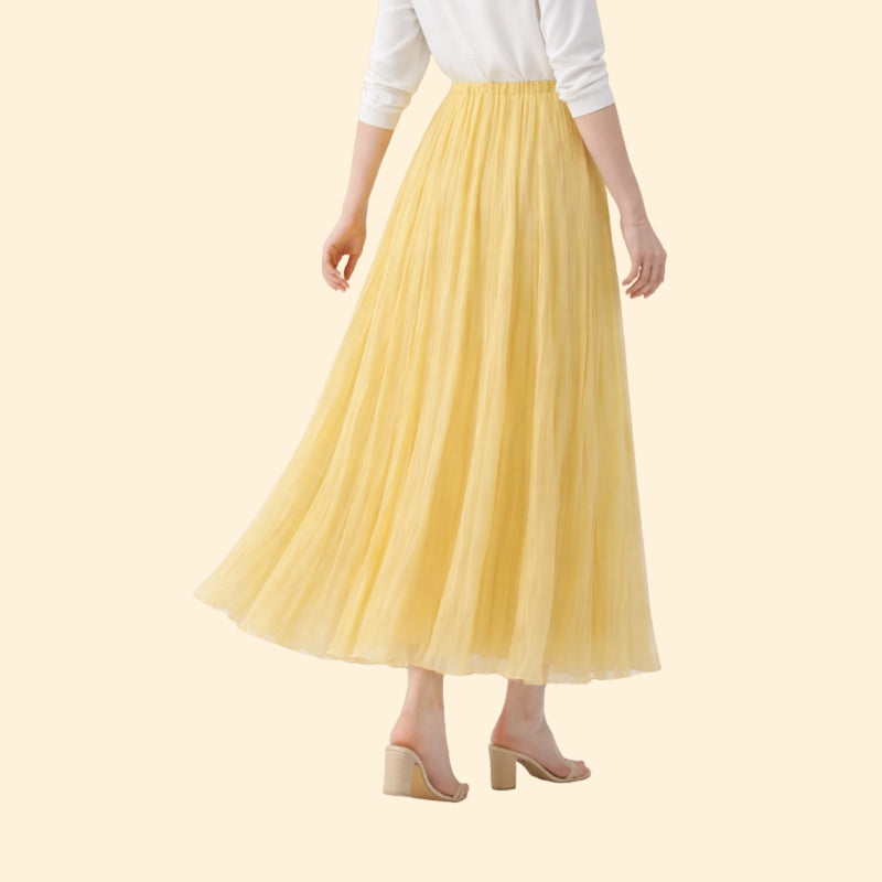 Women’s Yellow Maxi Skirt with High Waist