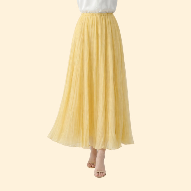 Women’s Yellow Maxi Skirt with High Waist