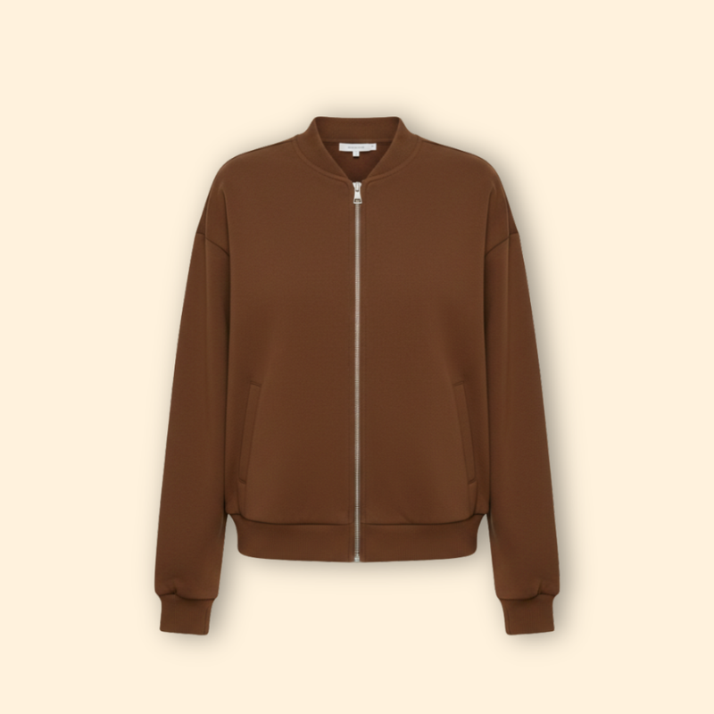 Women’s Zip-Up Bomber Jacket with Long Sleeves