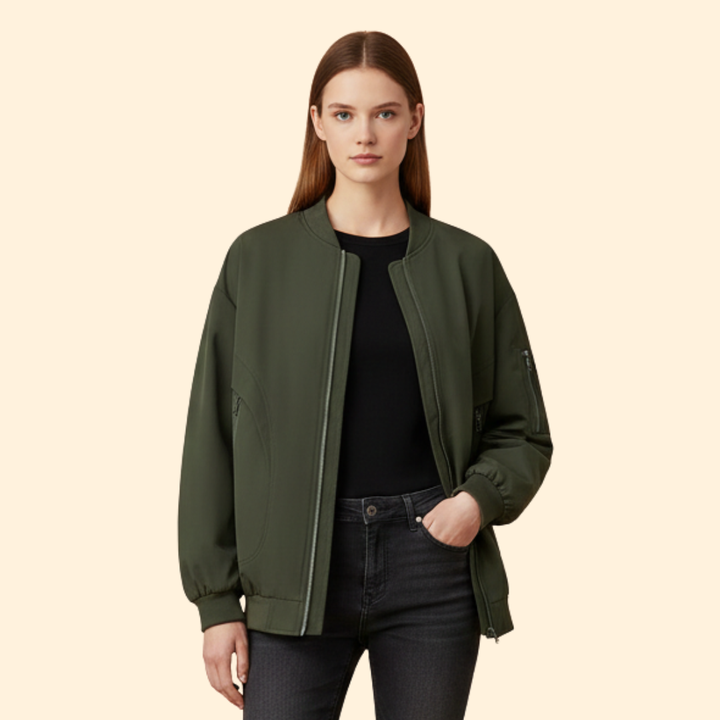 Women’s Bomber Jacket with Zip Side Pockets