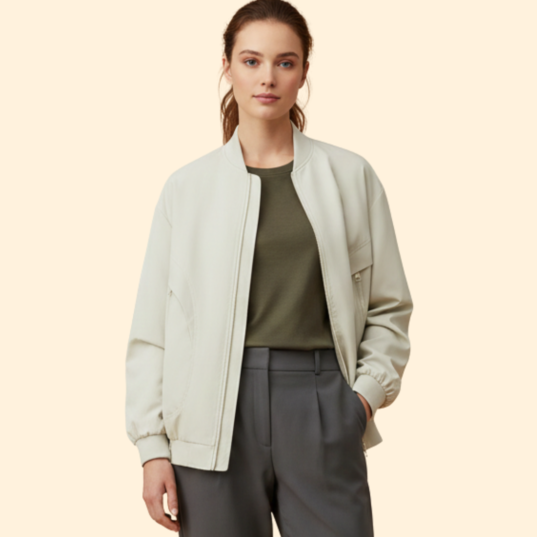 Women’s Bomber Jacket with Zip Side Pockets