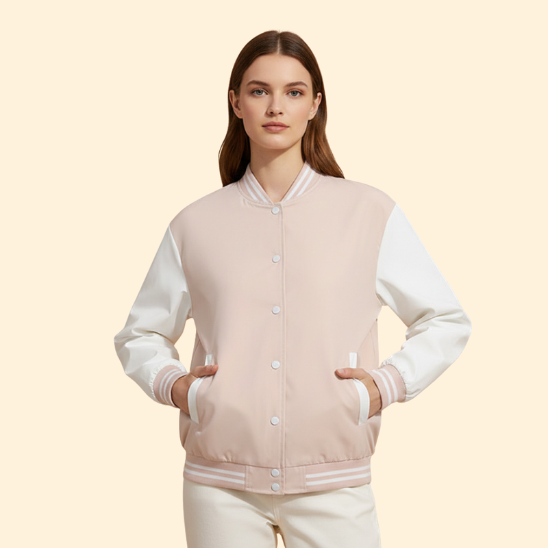 Women's Bomber Jacket with Contrast Sleeves