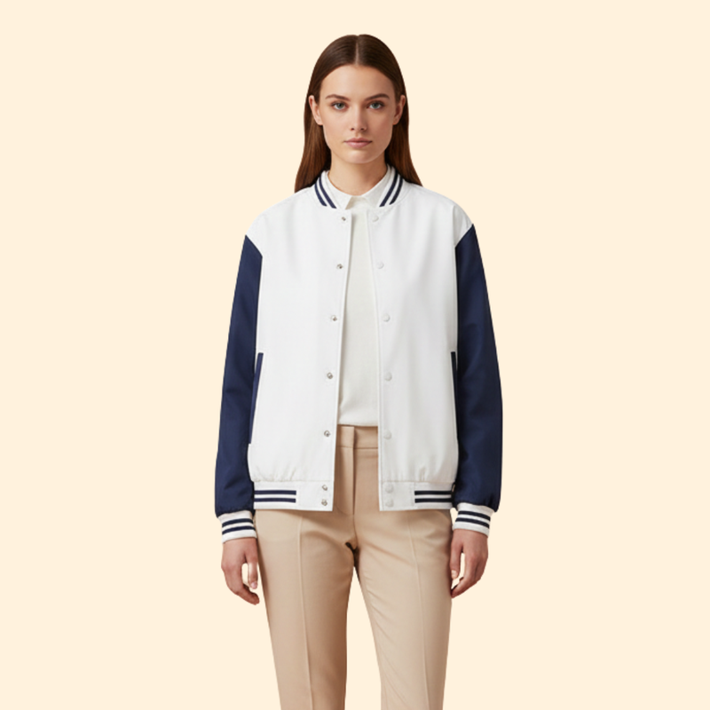 Women's Bomber Jacket with Contrast Sleeves