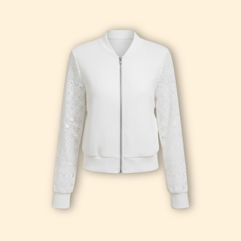 Women's Bomber Jacket with Lace Sleeves