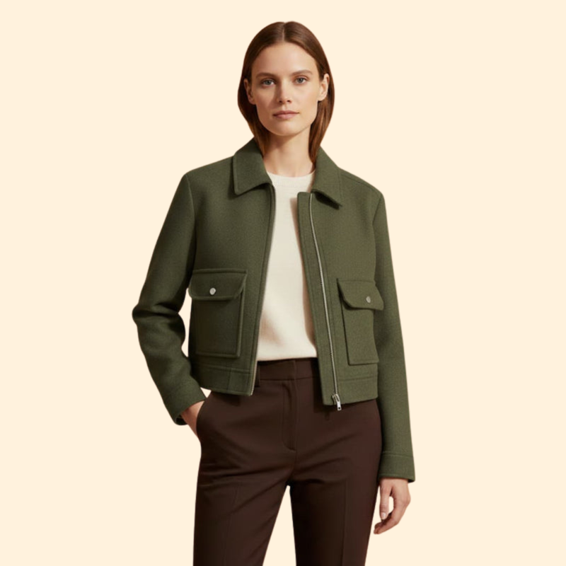 Women's  Bomber Jacket with Patch Pockets