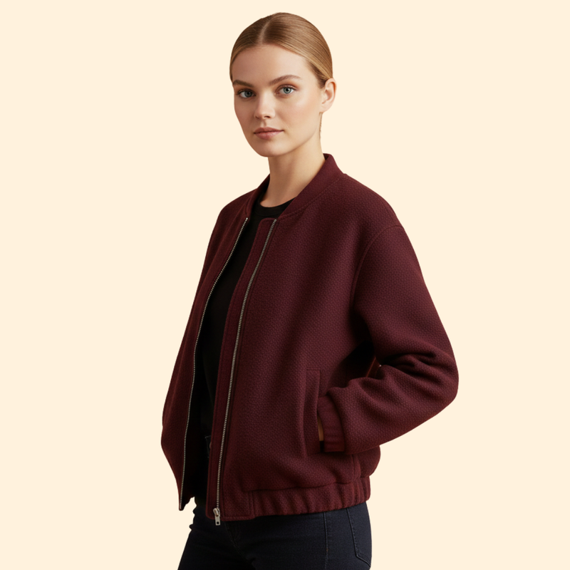 Women's Bomber Jacket with Practical Side Pockets