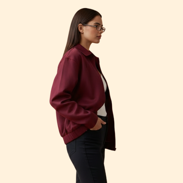 Women’s Bomber Jacket with Pointed Collar