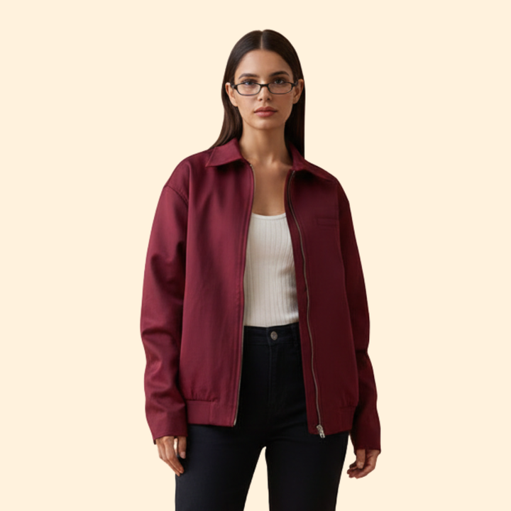 Women’s Bomber Jacket with Pointed Collar