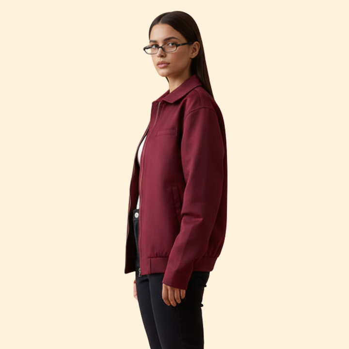 Women’s Bomber Jacket with Pointed Collar