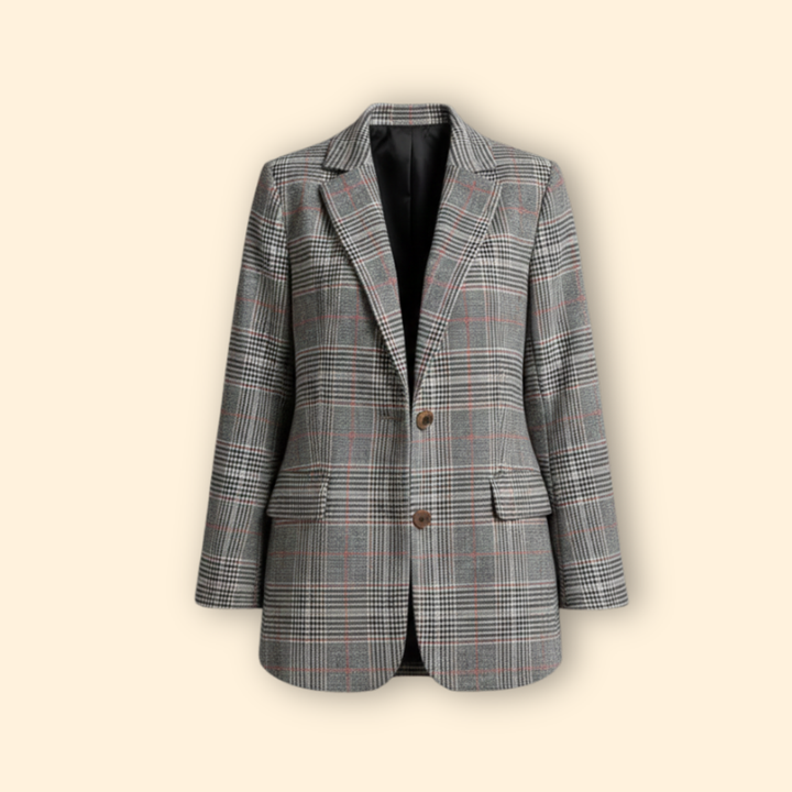 Women’s Blazer with Checkered Pattern Design