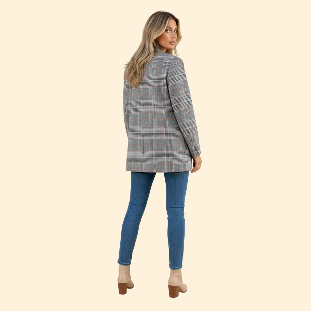 Women’s Blazer with Checkered Pattern Design