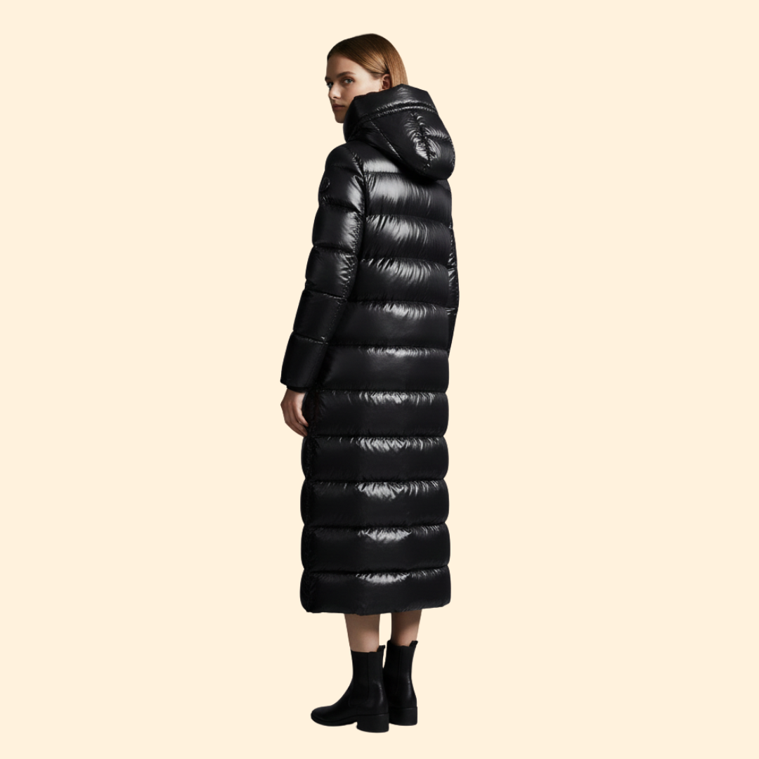 Women’s Long Puffer Jacket with Hooded Design