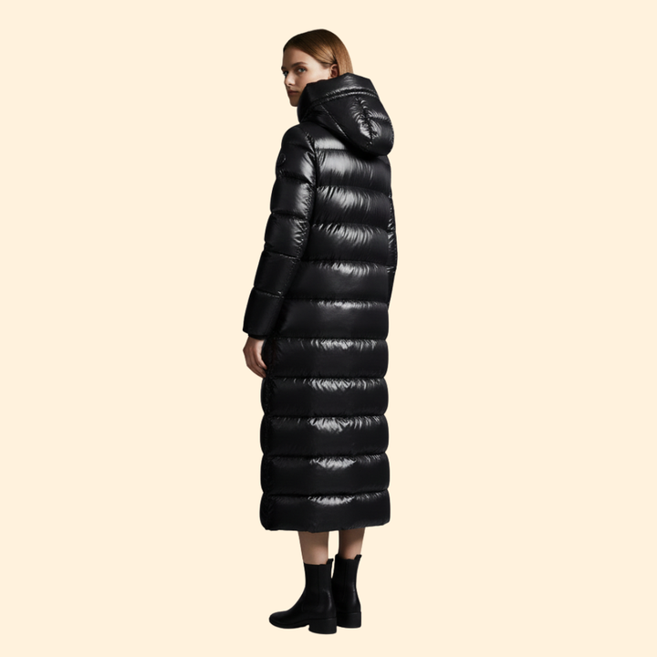 Women’s Long Puffer Jacket with Hooded Design